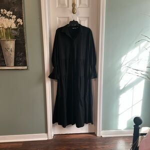 Midi, black tiered dress